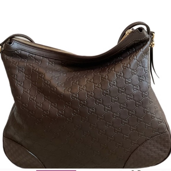 Vintage Gucci Brown Leather Shoulder hobo Bag - Picture 2 of 16